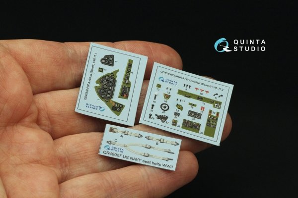 Quinta Studio QD48330 F6F-3 Hellcat 3D-Printed &amp; coloured Interior on decal paper (Eduard) 1/48