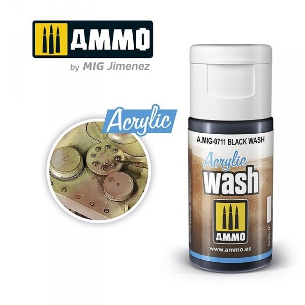 AMMO of Mig Jimenez 0711 ACRYLIC WASH Black Wash 15ml