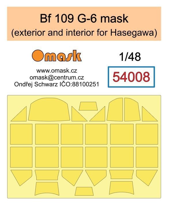 Omask 54008 Bf 109 G-6 mask (exterior and interior for Hasegawa) 1/48
