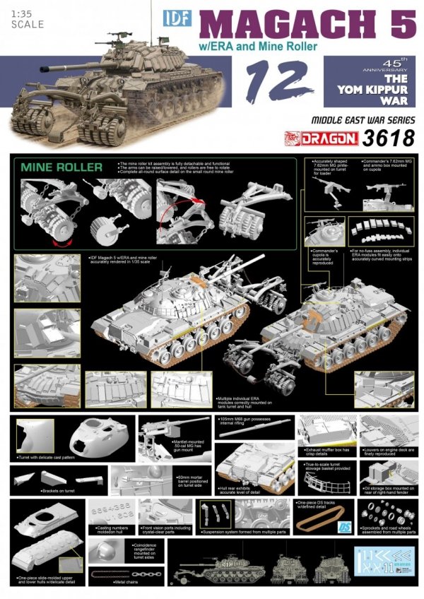 Dragon 3618 IDF Magach 5 w/ERA and Mine Roller (1:35)