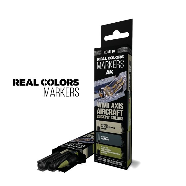 AK Interactive RCM110 WWII AXIS AIRCRAFT COCKPIT COLORS – RC MARKERS SET RCM024 RCM025 RCM029