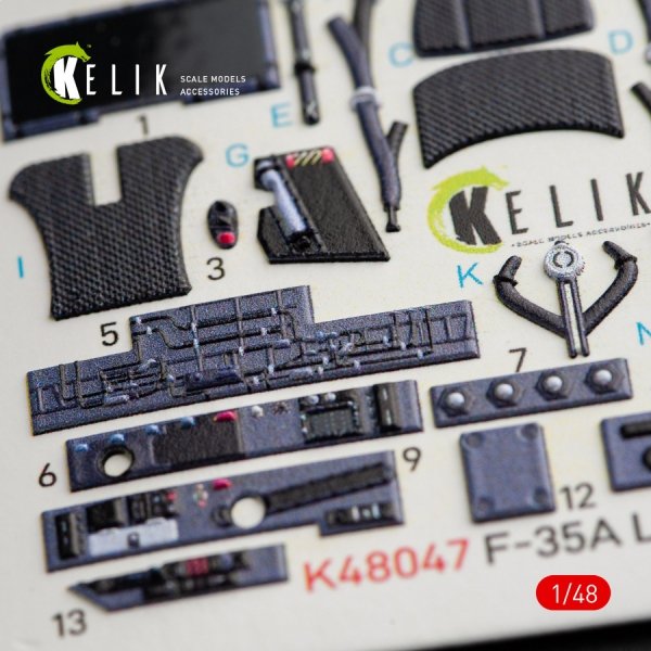 KELIK K48047 F-35A LIGHTNING II INTERIOR 3D DECALS FOR KITTY HAWK KIT 1/48