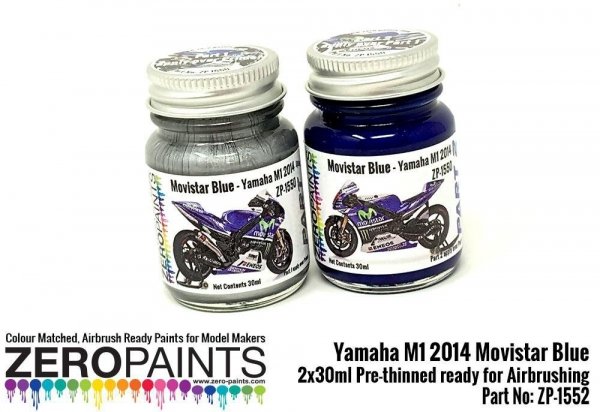 Zero Paints ZP-1552 Yamaha M1 2014 Movistar Blue Paint Set 2x30ml