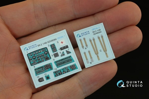 Quinta Studio QD48084 Mi-2 3D-Printed &amp; coloured Interior on decal paper (for Aeroplast kit) 1/48