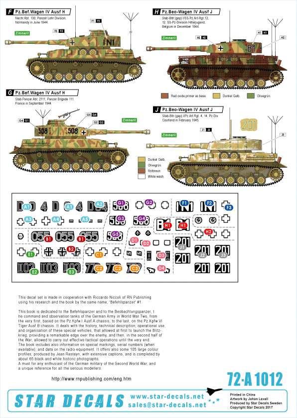 Star Decals 72-A1012 Befehlspanzer # 3 German Command 1/72