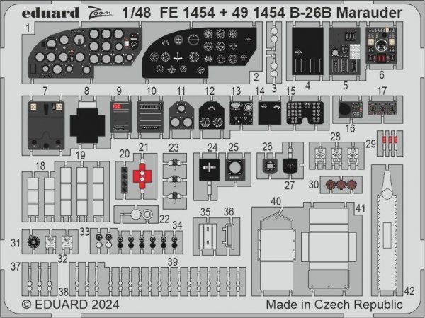 Eduard 491454 B-26B Marauder cockpit &amp; nose interior ICM 1/48