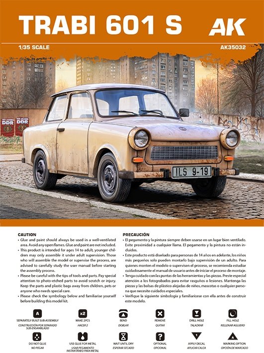 AK Interactive AK35032 Trabi 601 S (photo-etched fret) (vinyl tires) (decals) 1/35
