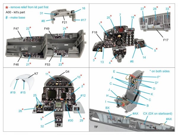 Quinta Studio QD48341 F-4G early 3D-Printed &amp; coloured Interior on decal paper (Meng) 1/48