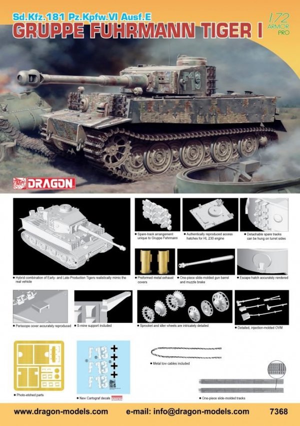Dragon 7368 Sd.Kfz.181 Pz.Kpfw.VI Ausf.E Gruppe Fehrmann Tiger I 1/72