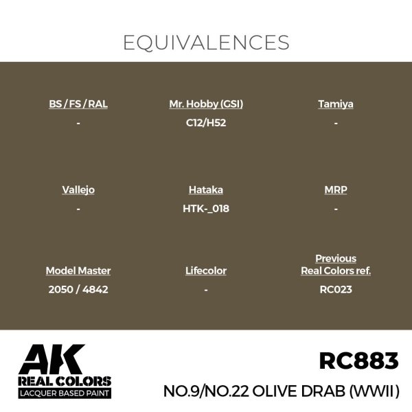 AK Interactive RC883 No.9/No.22 Olive Drab (WWII) 17 ml