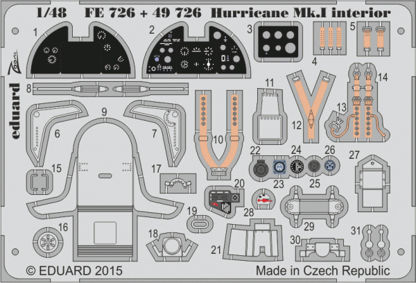 Eduard FE726 Hurricane Mk. I interior AIRFIX 1/48