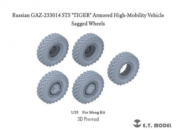 E.T. Model P35-154 Russian GAZ-233014 STS TIGER Armored High-Mobility Vehicle Sagged Wheels For Meng Kit 1/35