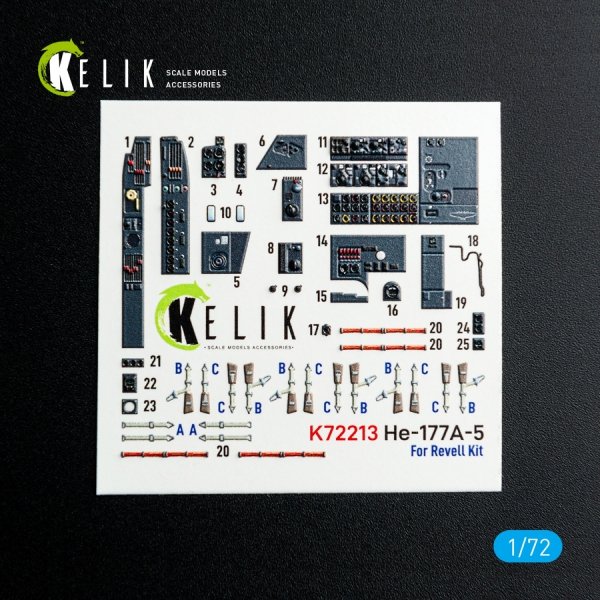 Kelik K72213 He-177A-5 - interior 3D decals for Revell kit (1/72)