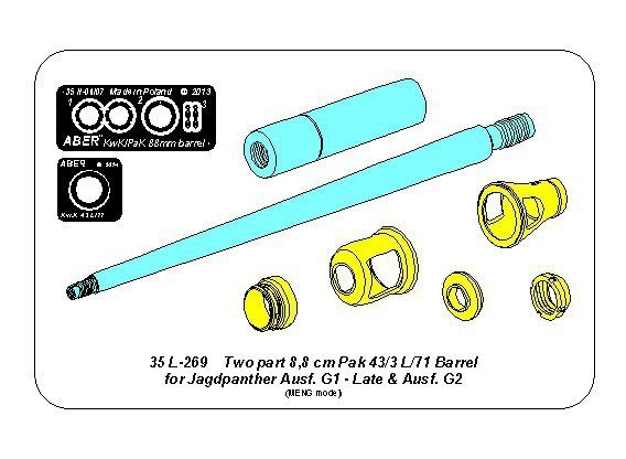 Aber 35L-269 German 8,8cm Two part Pak 43/3 L/71 barrel for Jagdpanther Ausf G1 late &amp; G2 1/35