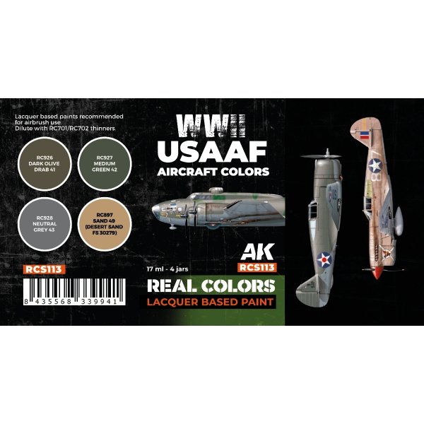 AK Interactive RCS113 WWII USAAF Aircraft Colors 4x17ml