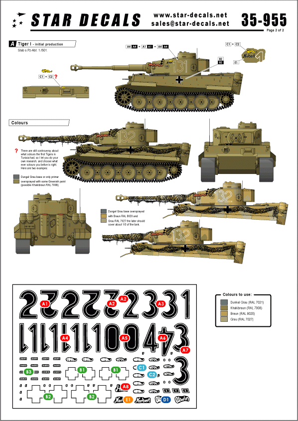 Star Decals 35-955 Afrika Tigers  2 1/35
