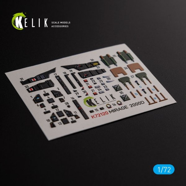KELIK K72120 Mirage 2000D interior 3D decals forModelSvit kit 1/72