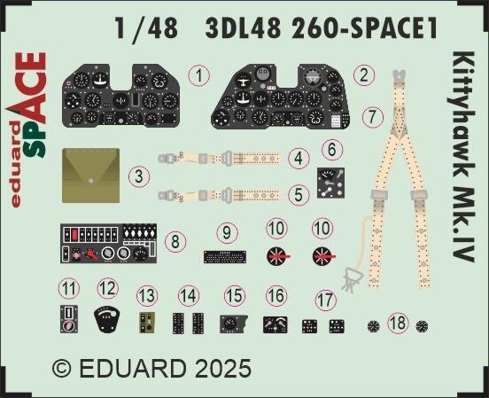 Eduard 3DL48260 Kittyhawk Mk.IV SPACE EDUARD (3D Decals) 1/48