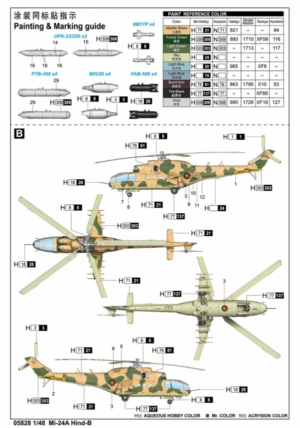 Trumpeter 05828 Mi-24A Hind-B 1/48