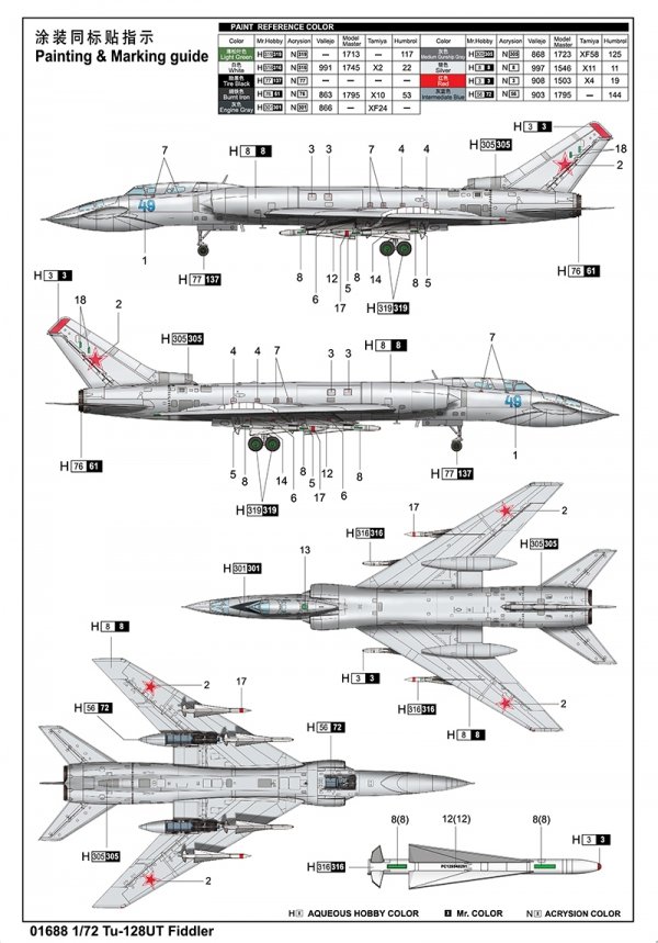 Trumpeter 01688 Tu-128UT Fiddler 1/72