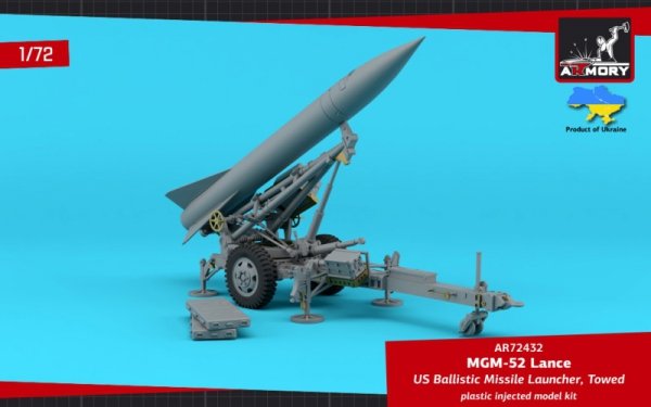 Armory Models 72432 MGM-52 Lance, US Tactical Ballistic Surface-to-Surface Missile on towed launcher 1/72