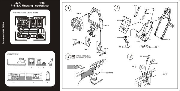 Aires 4223 P-51B/C Mustang cockpit set 1/48 TAMIYA