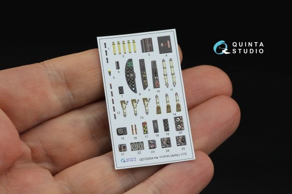 Quinta Studio QD72204 He 111 P/H 3D-Printed &amp; coloured Interior on decal paper (Airfix) 1/72