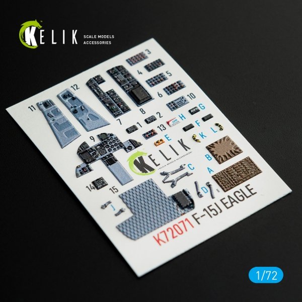 Kelik K72071 F-15J Eagle  interior  3D decals for PLATZ kit (1/72)