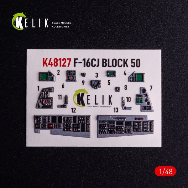 Kelik K48127 F-16CJ - interior 3D decals for Tamiya kit (1/48)