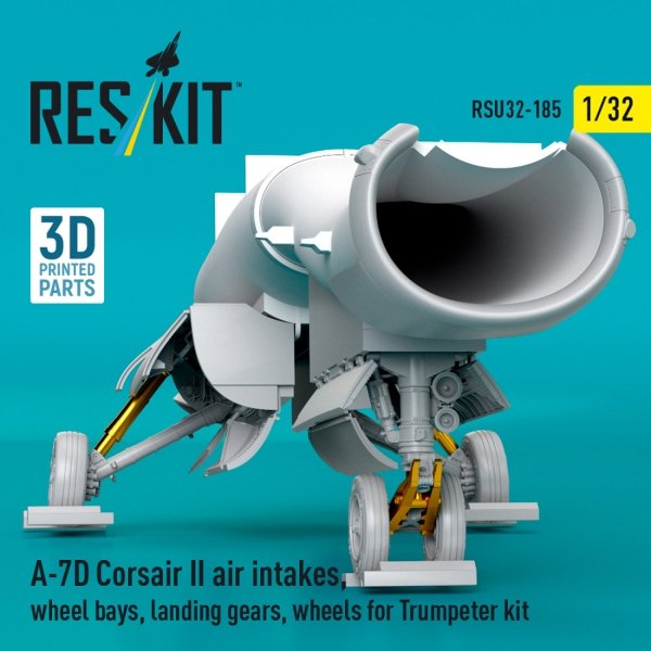 RESKIT RSU32-0185 A-7D Corsair II air intakes, wheel bays, landing gears, wheels for Trumpeter kit (3D Printed) (1/32)
