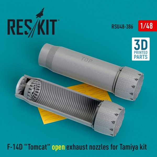 RESKIT RSU48-0386 F-14D Tomcat open exhaust nozzles for Tamiya kit (3D Printed) 1/48
