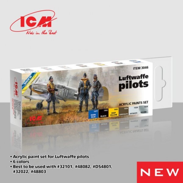 ICM 3046 Acrylic paints set for Luftwaffe pilots 12 ml х 6