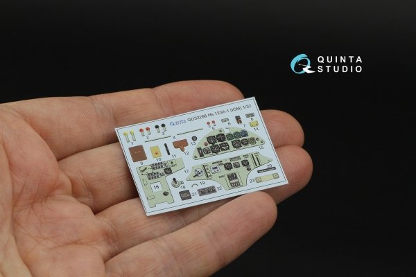 Quinta Studio QD32268 Hs 123A-1 early 3D-Printed &amp; coloured Interior on decal paper (ICM) 1/32