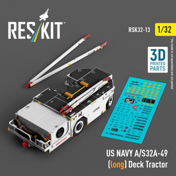 RESKIT RSK32-0013 US NAVY A/S32A-49 (long) Deck Tractor (3D Printed model kit) (1/32)