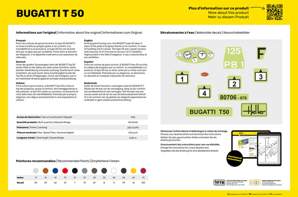 Heller 56706 STARTER KIT Bugatti T 50 1/24