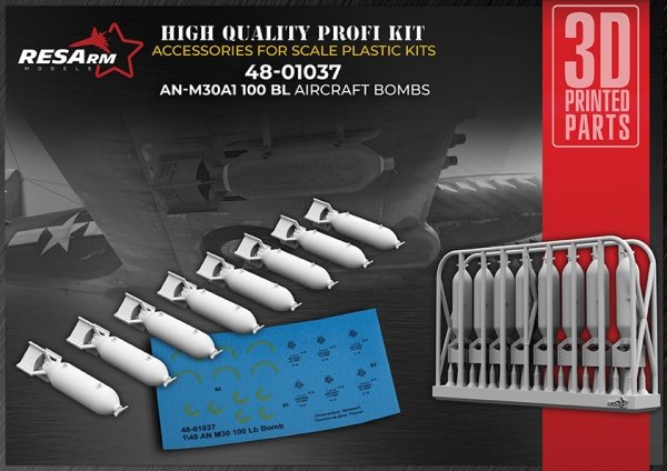 RESArm 48-01037 US 100 LB AN M30 (WITH DECAL) (3D resin printing) 1/48