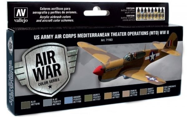 Vallejo 71183 Zestaw Model Air 8 farb- US Army Air Corps Colors (MTO) WWII Morze Śródziemne