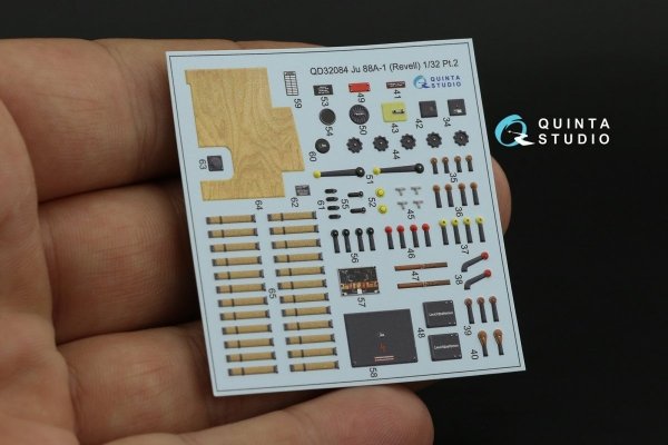 Quinta Studio QD32084 Ju 88A-1 3D-Printed &amp; coloured Interior on decal paper ( Revell ) 1/32