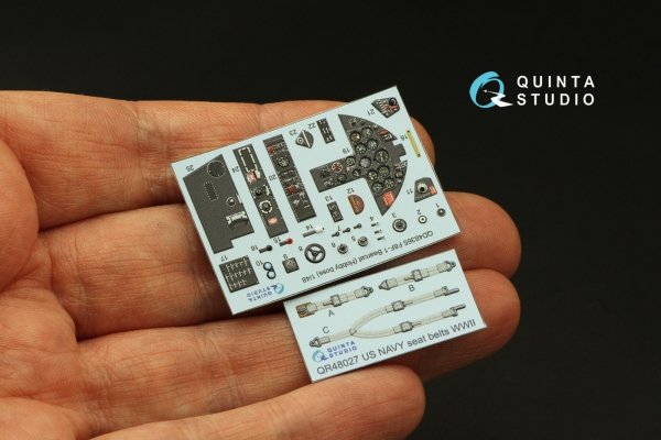 Quinta Studio QD48365 F8F-1 Bearcat 3D-Printed &amp; coloured Interior on decal paper (Hobby Boss) 1/48