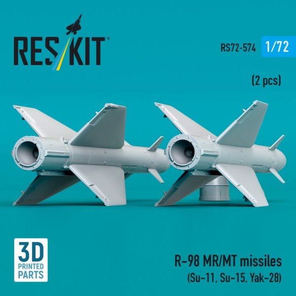 RESKIT RS72-0574 R-98 MR/MT missiles (2 pcs) (3D Printed) 1/72