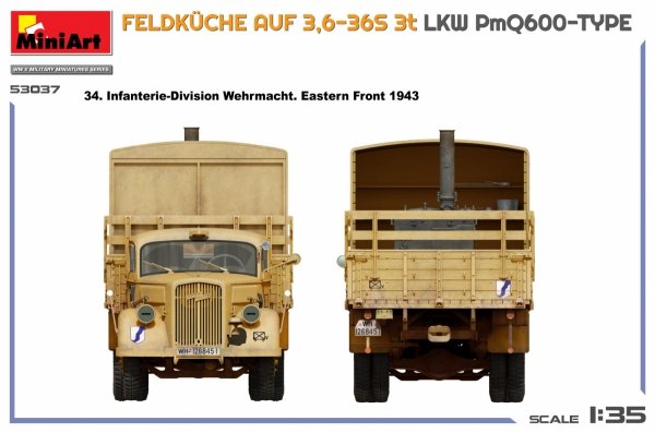Mini Art 53037 Feldkuche Auf 3,6-36S 3t LKW PmQ600-Type 1/35