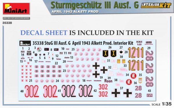 Mini Art 35338 Sturmgeschutz III Ausf. G APRIL 1943 ALKETT PROD. INTERIOR KIT 1/35