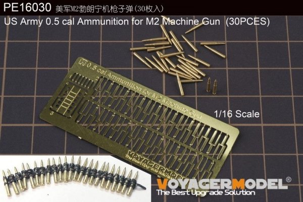 Voyager Model PE16030 US Army 0.5 cal Ammunition for M2 Machine Gun 30 pcs 1/16