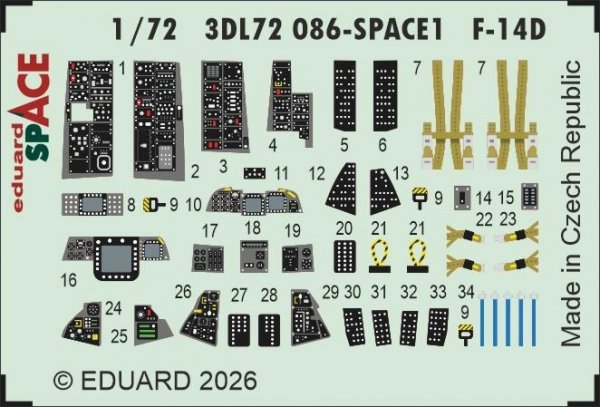 Eduard 3DL72086 Grumman F-14 D Tomcat - Space Set (for Tamiya Kits) 1/72