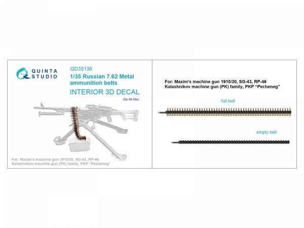 Quinta Studio QD35136 Russian 7.62 Metal ammunition belts (All kits) 1/35