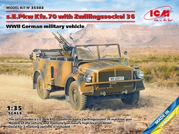 ICM 35503 s.E.Pkw Kfz.70 with Zwillingssockel 36 WWII German military vehicle 1/35