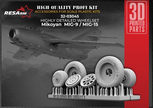 RESArm 32-03045 MIG 9 -15 - Mikoyan Wheels under load (3D resin printing) 1/32