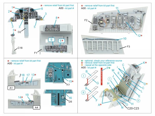 Quinta Studio QD48597 F-15A/F-15C Early/F-15J Early 3D-Printed &amp; coloured Interior on decal paper (Hasegawa) 1/48