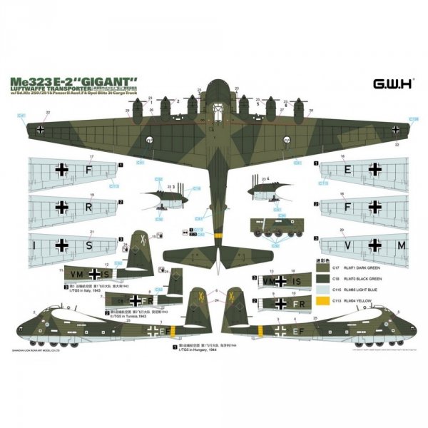 Great Wall Hobby L1013 WWII Luftwaffen Me 323 E-2 Gigant Transporter with AFVs 1/144