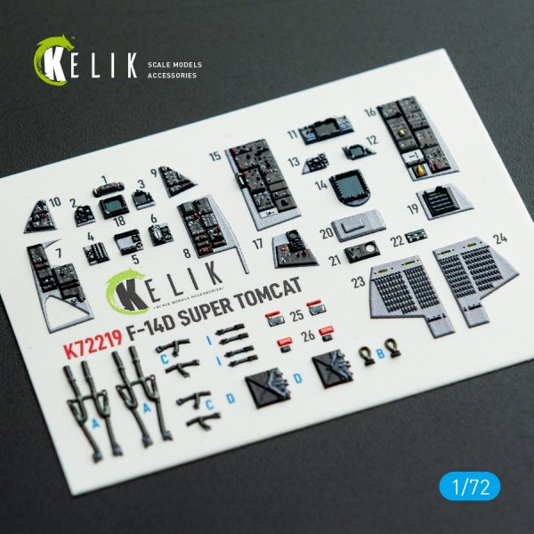 Kelik K72219 F-14D Super Tomcat - interior 3D decals for HobbyBoss kit (1/72)